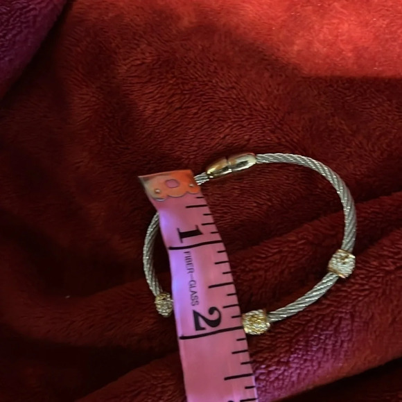 Vintage Classic Twisted Cable Bracelet Two Tone Silver Gold tone bling barrel - Picture 6 of 9